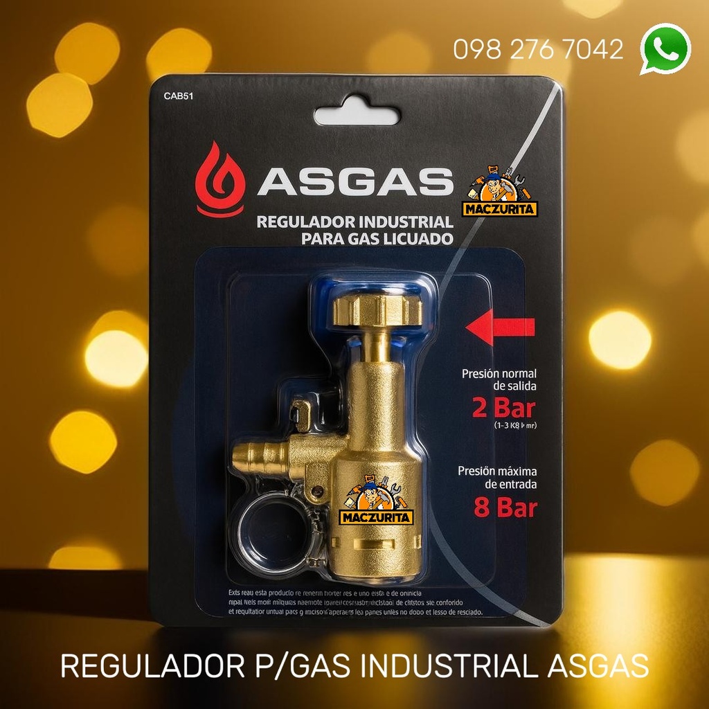 REGULADOR P/GAS INDUSTRIAL ASGAS C/PERILLA