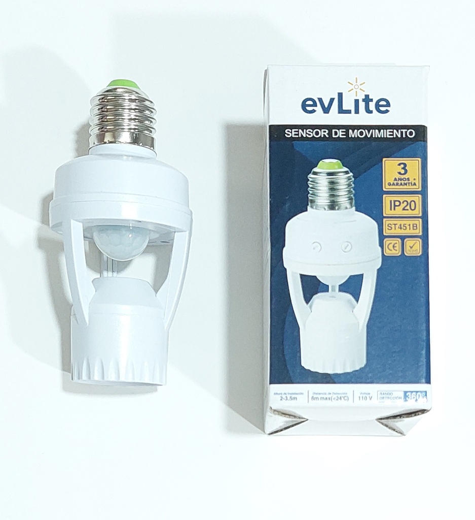 SENSOR DE MOVIMIENTO P/BOQUILLA E27 360 EVLITE