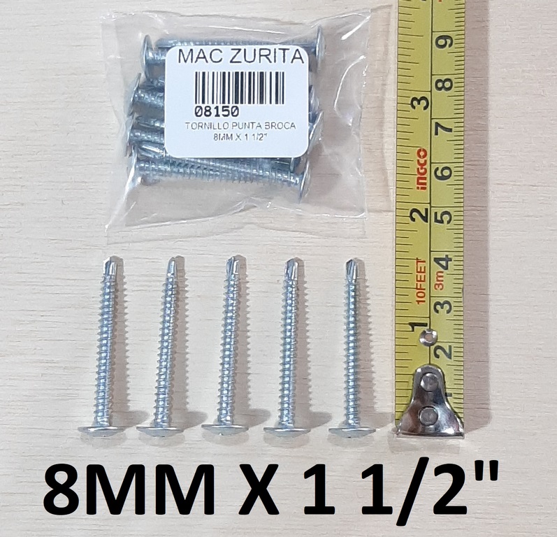 TORN.PUNTA BROCA GALV. 8X1.5´´ CBZA.LENTEJA