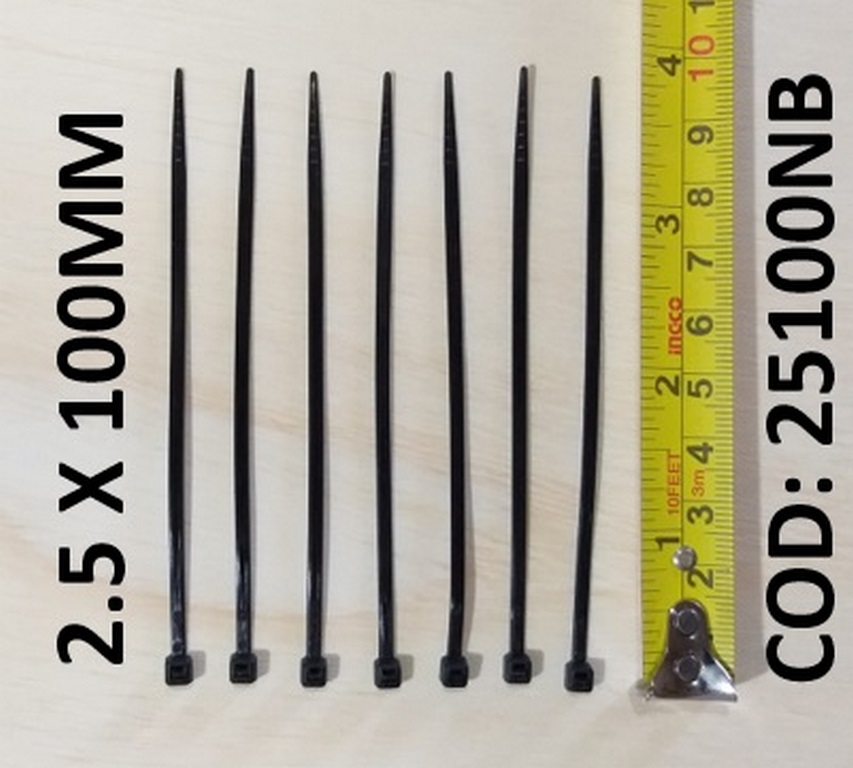 AMARRA PLASTICA 10CM X 2.5MM NEGRA CONSUN