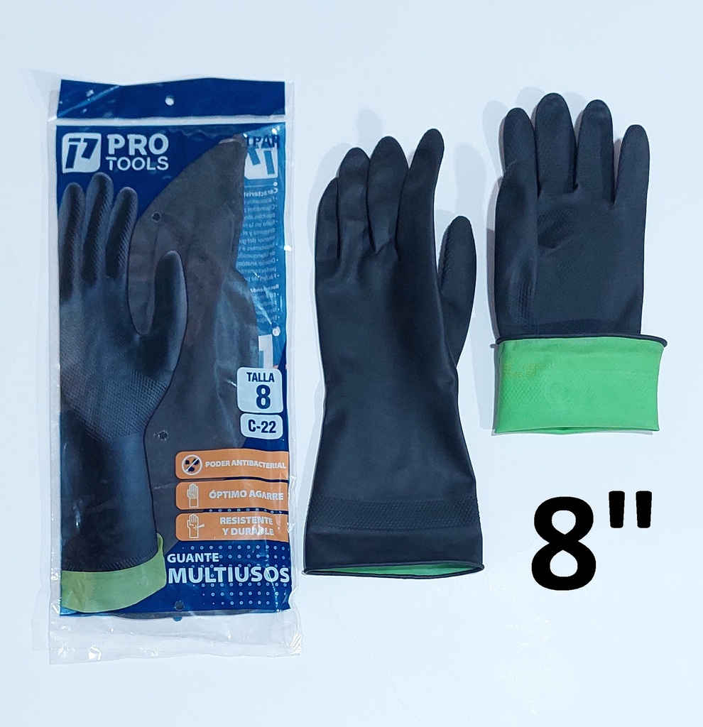 GUANTE LATEX 8 PROTOOLS # 8.0 NEGRO