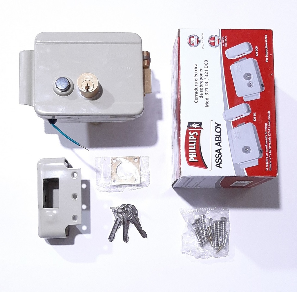 CERRADURA PHILLIPS ELECTROMECANICA C/PULSADOR MOD321DC BEIGE DERECHA