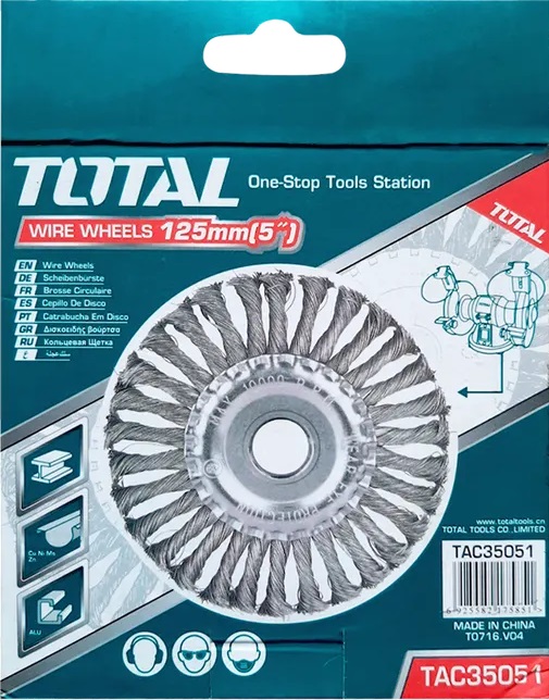 CEPILLO CIRCULAR TOTAL 5´´ X 7/8´´ ALAMBRE TRENSADO P/ESMERIL