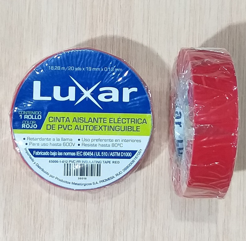 CINTA AISLANTE LUXAR 20Y ROJA