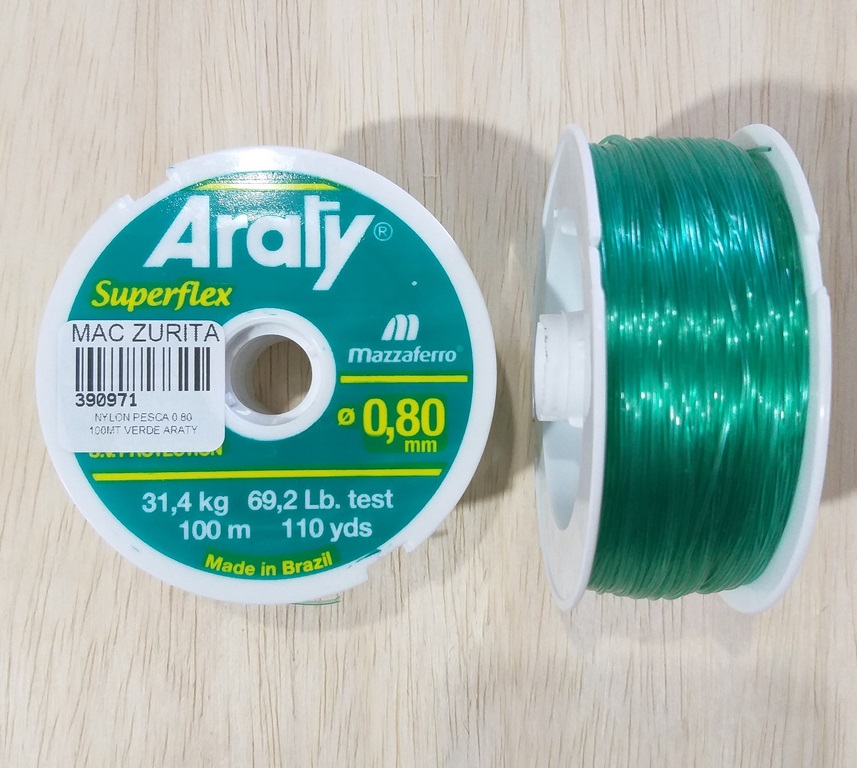 NYLON PESCA 0.80 100MT VERDE ARATY