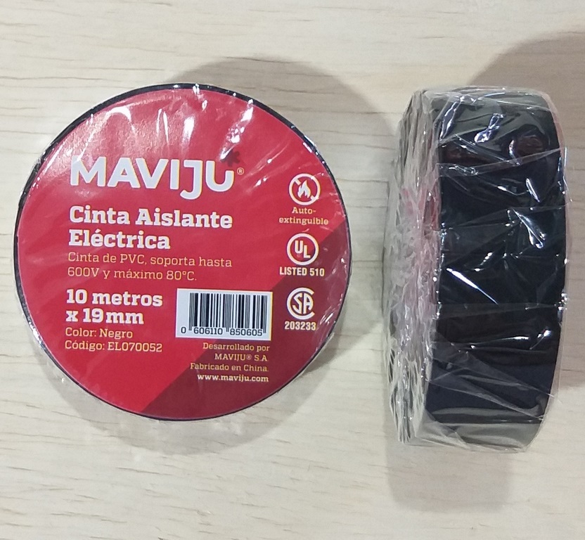 CINTA AISLANTE MAVIJU 10MX19MM NEGRA