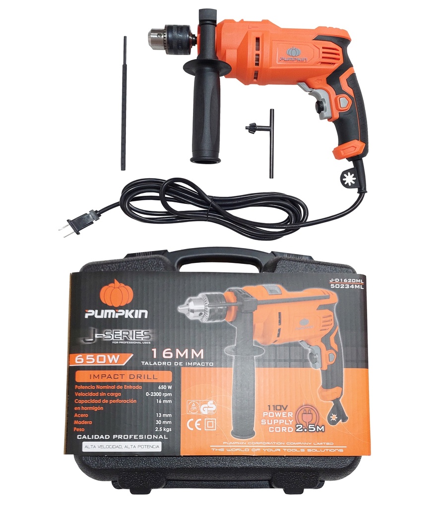 TALADRO DE IMPACTO PUMPKIN 1/2´´ 650W COD 50234ML