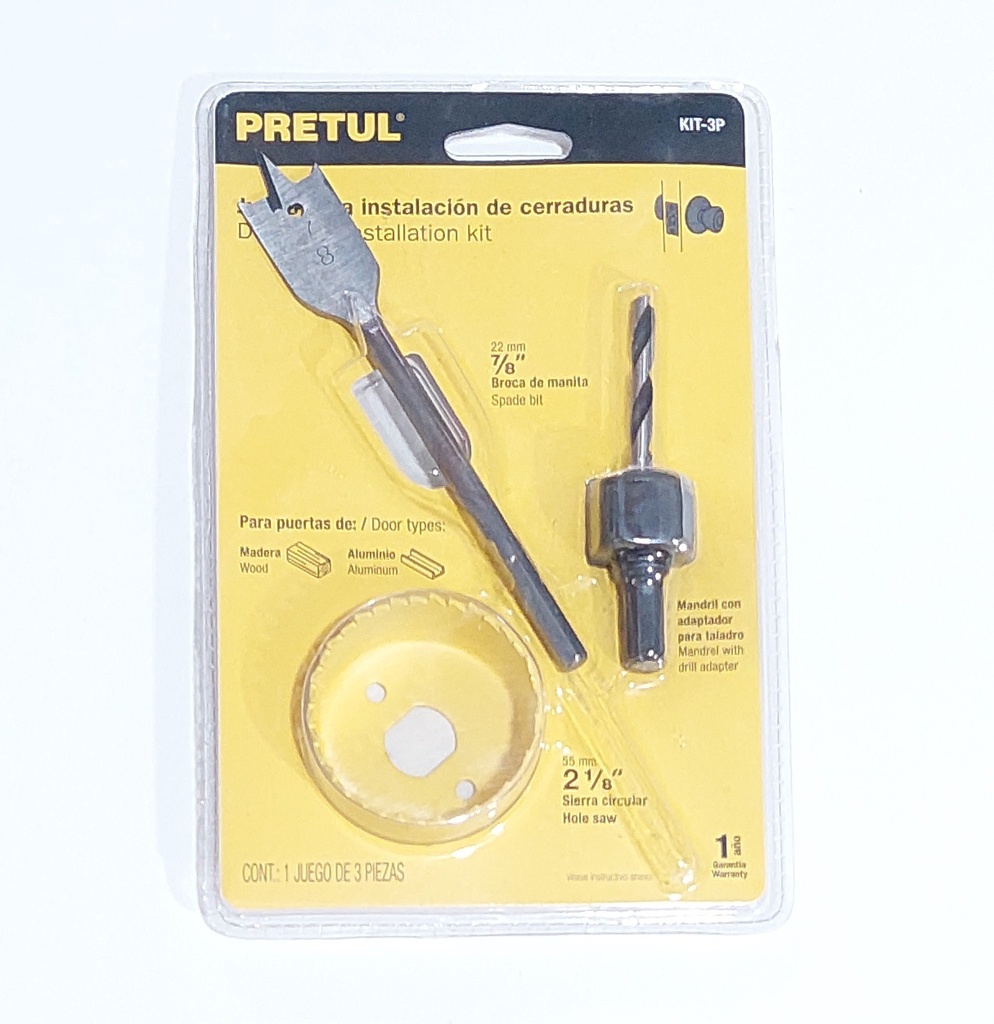 KIT P/INSTALAR CERRADURAS 3 PCS PRETUL