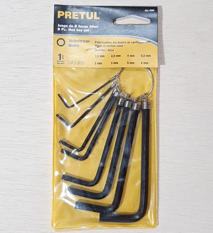 JGO LLAVE EXAGONAL PRETUL 8 PCS MM