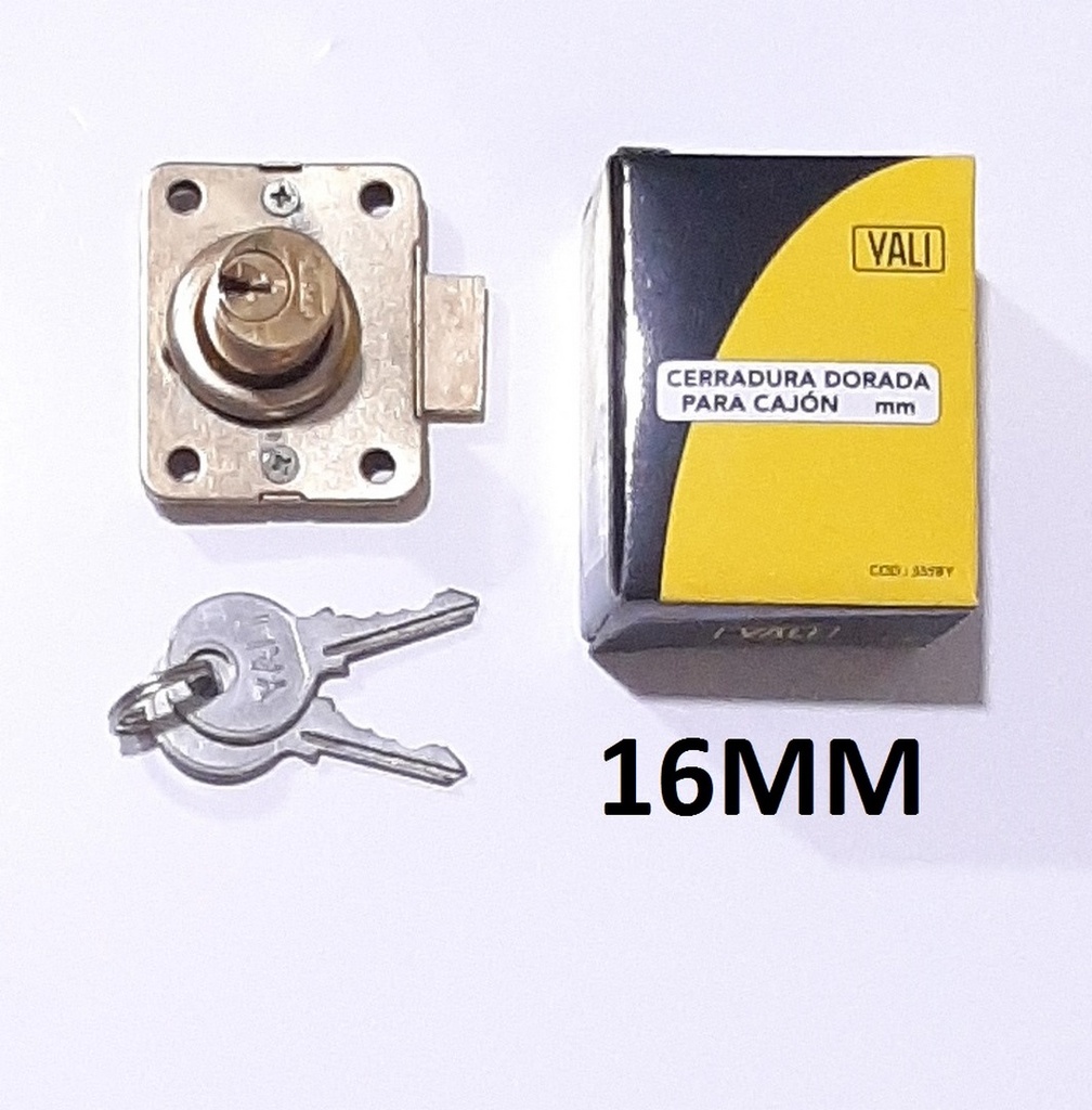 CERRADURA P/CAJON YALI DORADA 16MM