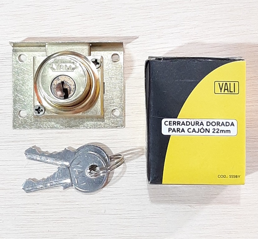 CERRADURA P/CAJON YALI DORADO 22MM 555BY