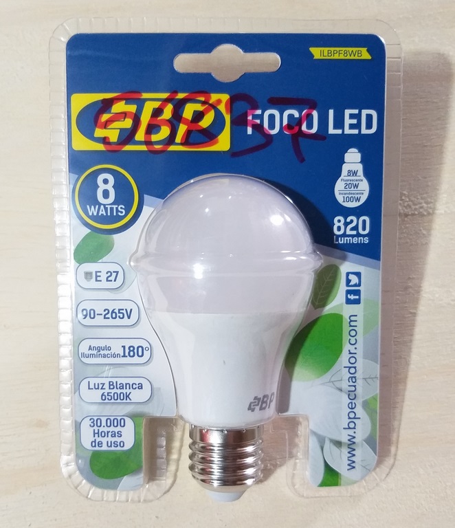 FOCO LED BP 8W 6500K 110-260V E27