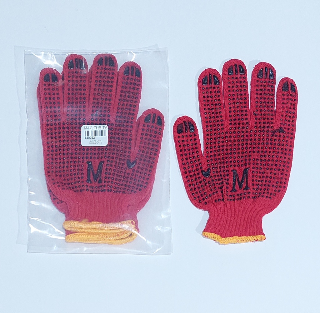 GUANTE LANA ROJO C/PUPOS