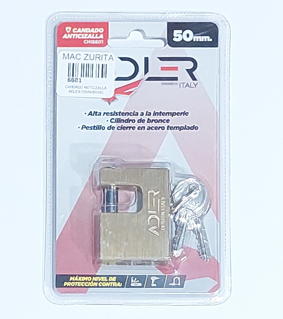 CANDADO ANTICIZALLA ADLER 50MM BX960