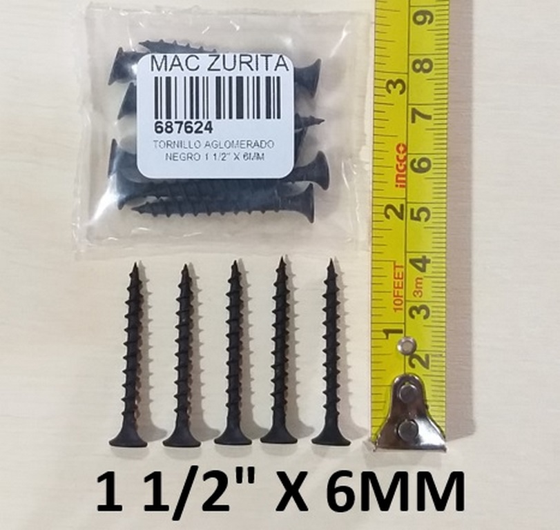 TORN.AGLOM. 1.50 X 6 NEGRO  1 5/8 X 6