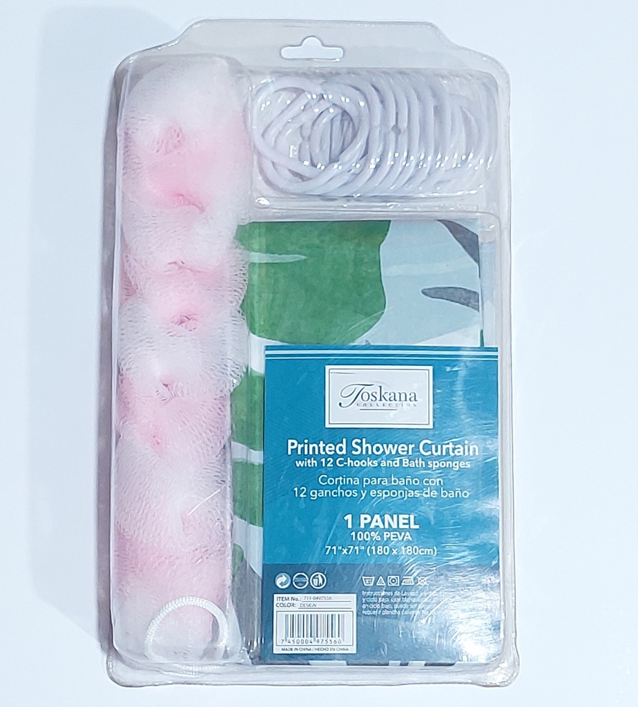 CORTINA P/BANO 1.80X1.80 C/GANCHOS 0497556