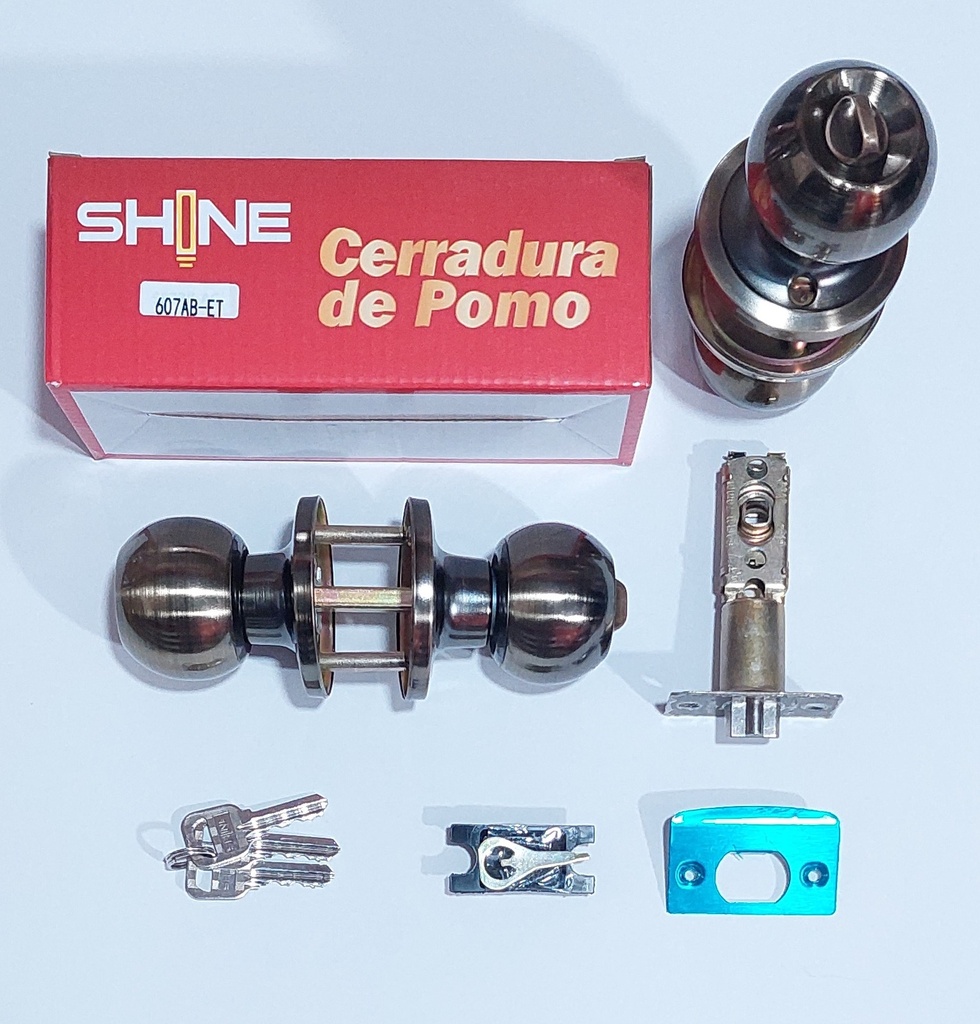 CERRADURA POMO SHINE BRONCE ANT P/DORMIT #607AB-ET