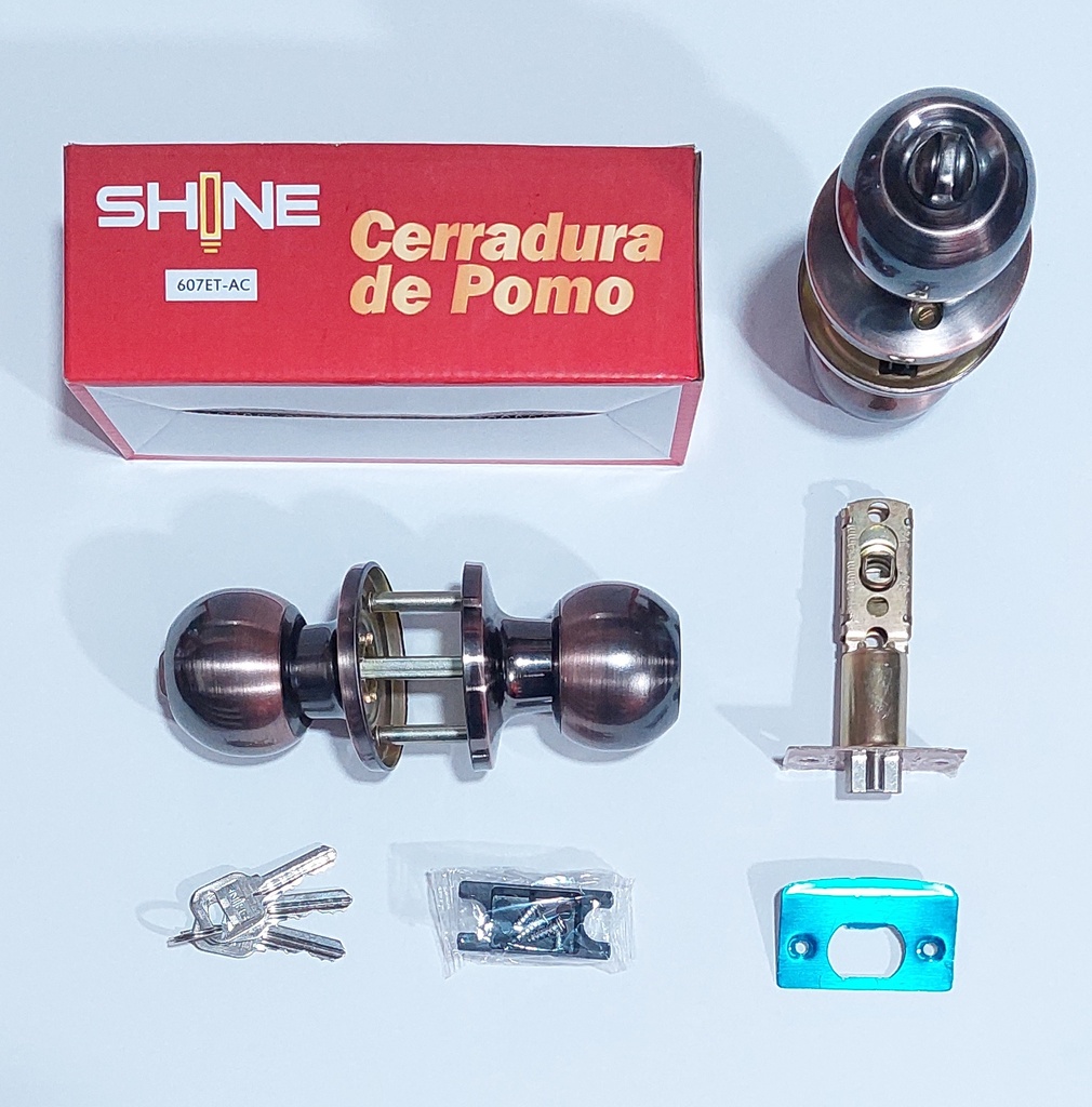 CERRADURA POMO SHINE COBRE P/DORMIT #607ET-AC