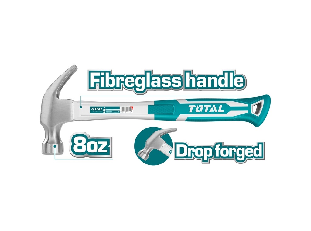 MARTILLO DE UÑA M/FIBRA TOTAL 8 OZ.