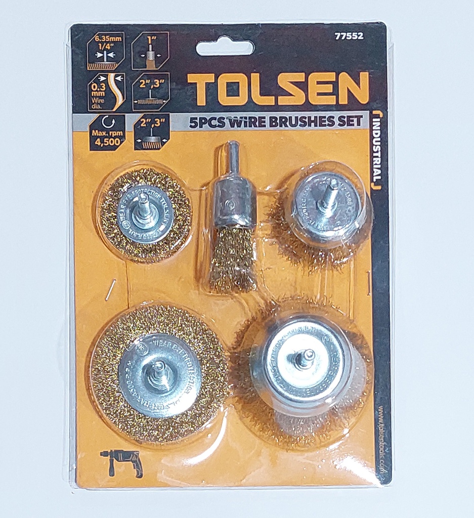 JGO CEPILLO PARA TALADRO 5PCS TOLSEN