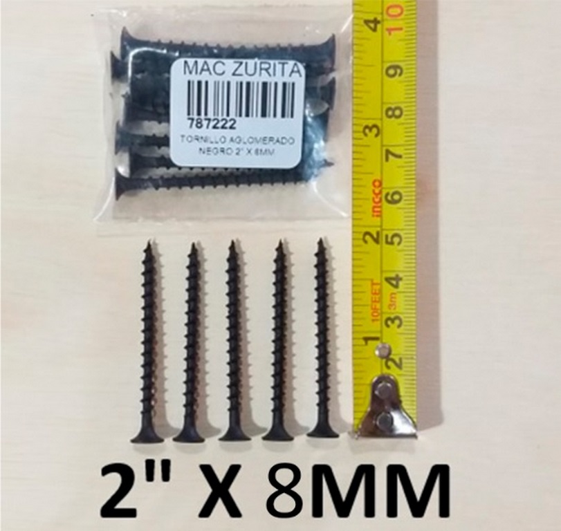 TORN.AGLOM. 2 X 8 NEGRO