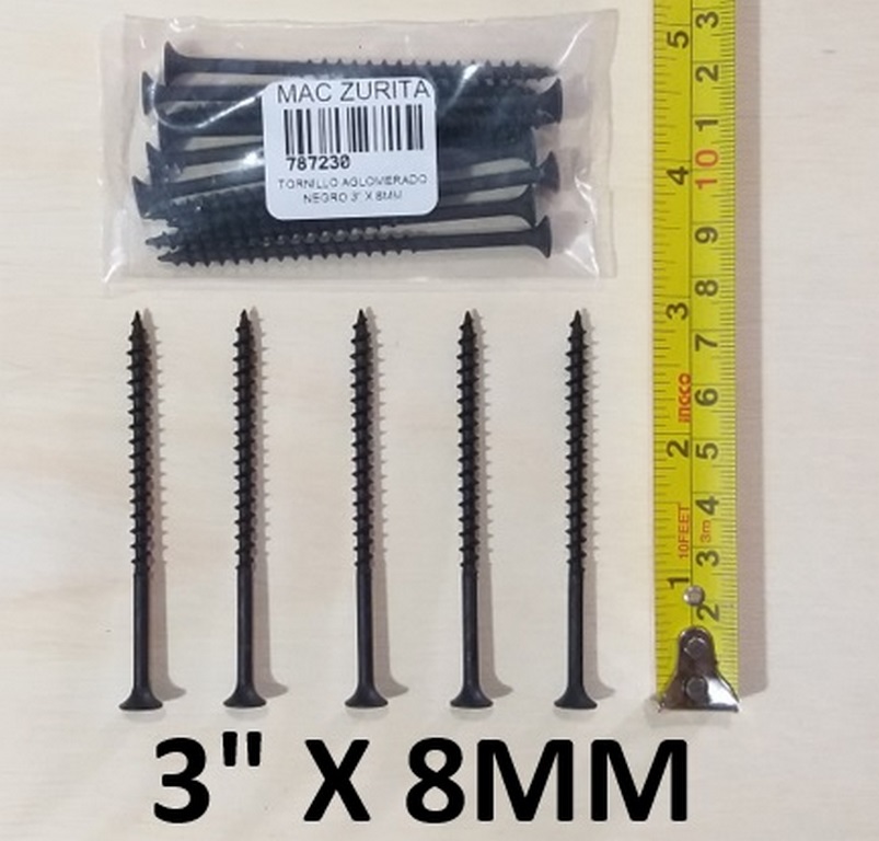 TORN.AGLOM. 3 X 8 NEGRO