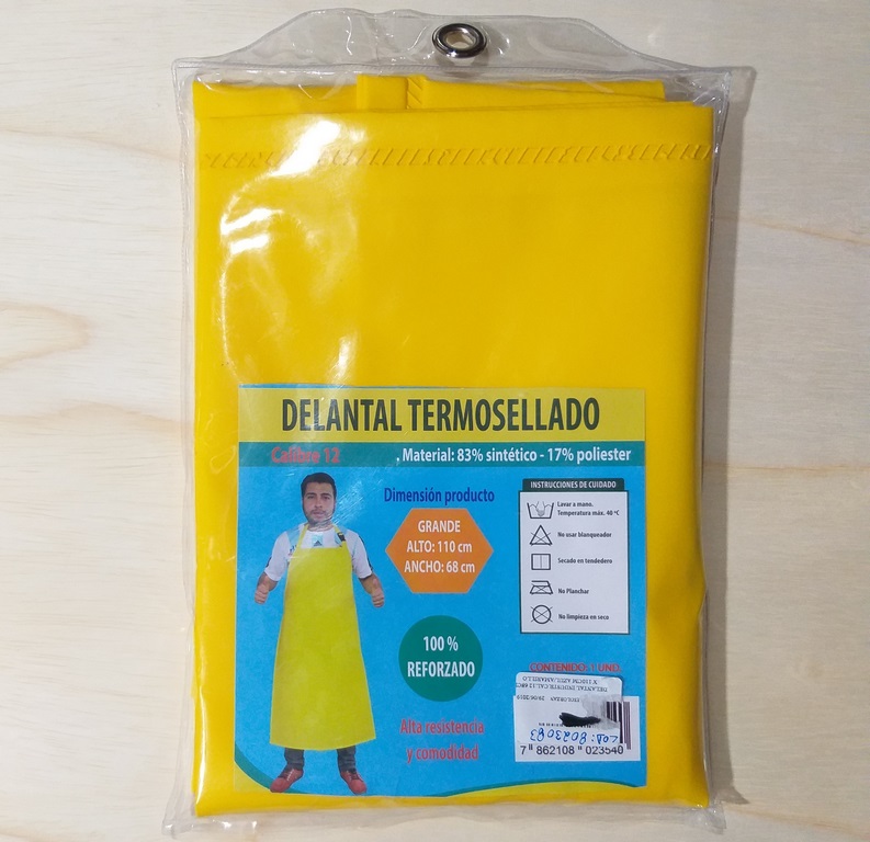 DELANTAL INDUSTRIAL CAL.12 68CM X 110CM AZUL/AMARILLO