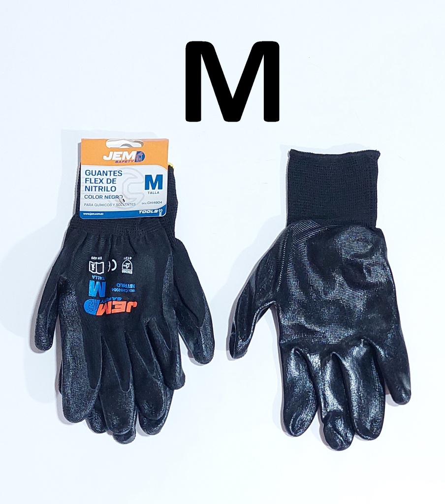 GUANTE NITRILO TALLA M JEM FLEX NEGRO NTN-13-01