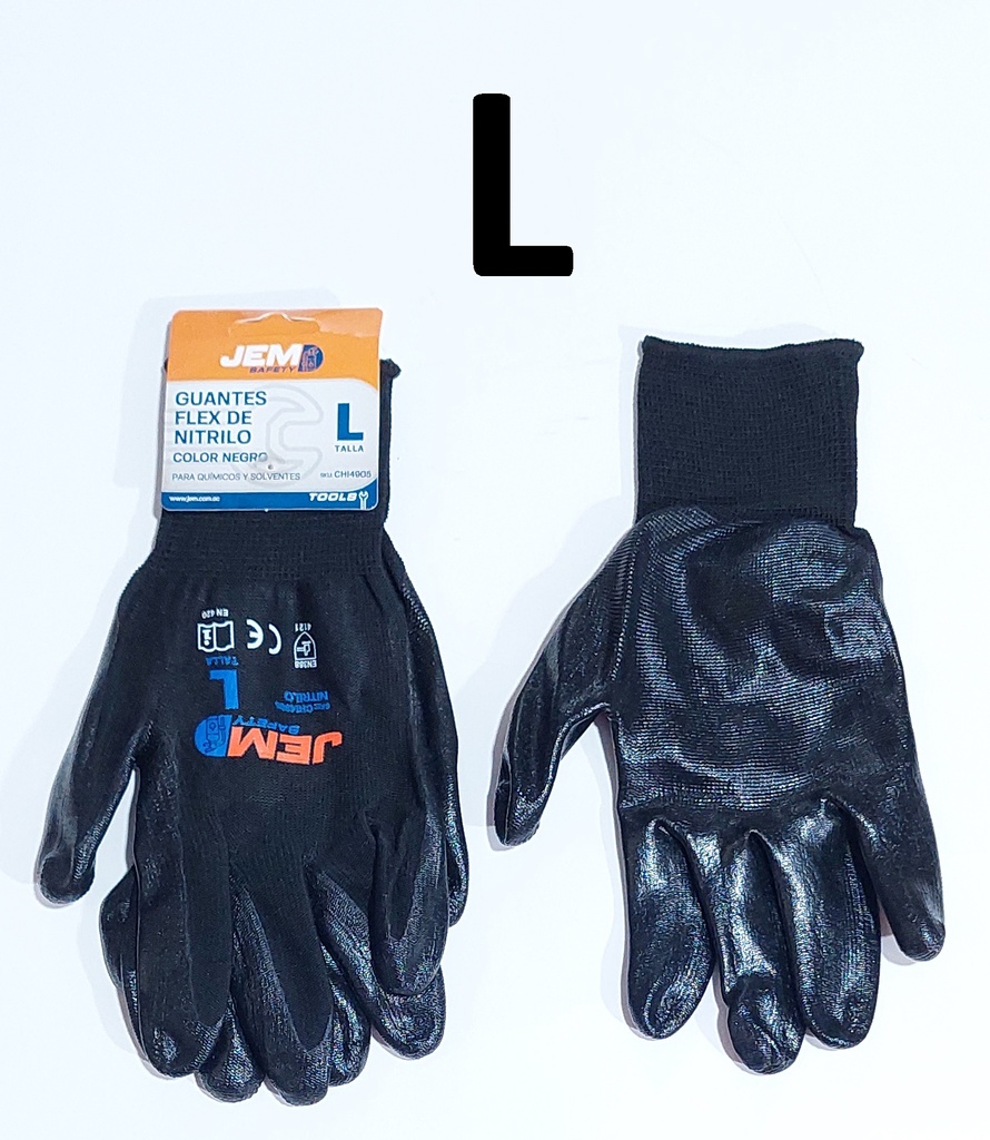 GUANTE NITRILO TALLA L JEM FLEX NEGRO NTN-13-01