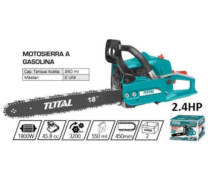 MOTOSIERRA A GASOLINA TOTAL 18´´ 24HP 45.8CC