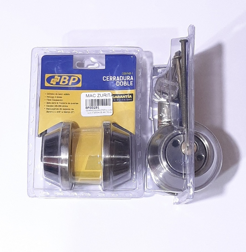 CERRADURA BP LLAVE LLAVE BRONCE ANTIGUO DOBLE