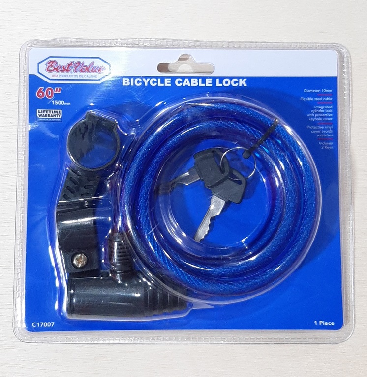 CANDADO P/BICICLETA 15CM/60´´ BESTVALUE