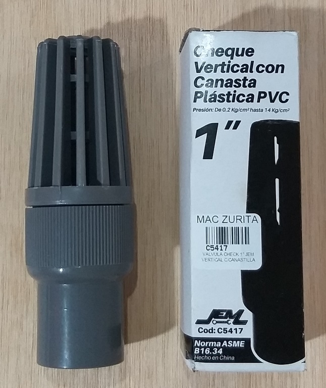 VALV.CHECK 1´´ JEM PVC VERTICAL C/CANASTILLA