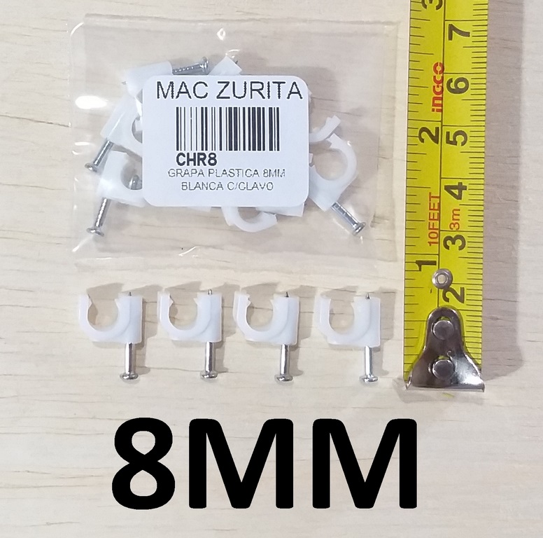 GRAPA PLASTICA 8MM C/CLAVO