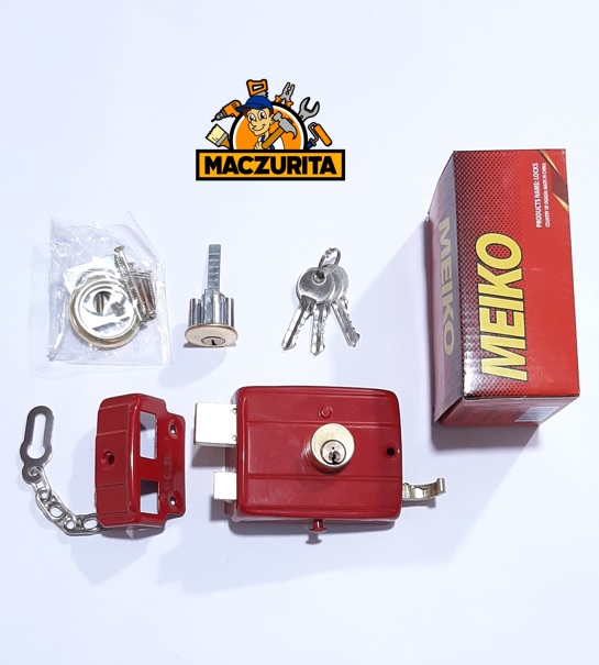 CERRADURA MEIKO S/P ROJO VINO 559 C/CADENA