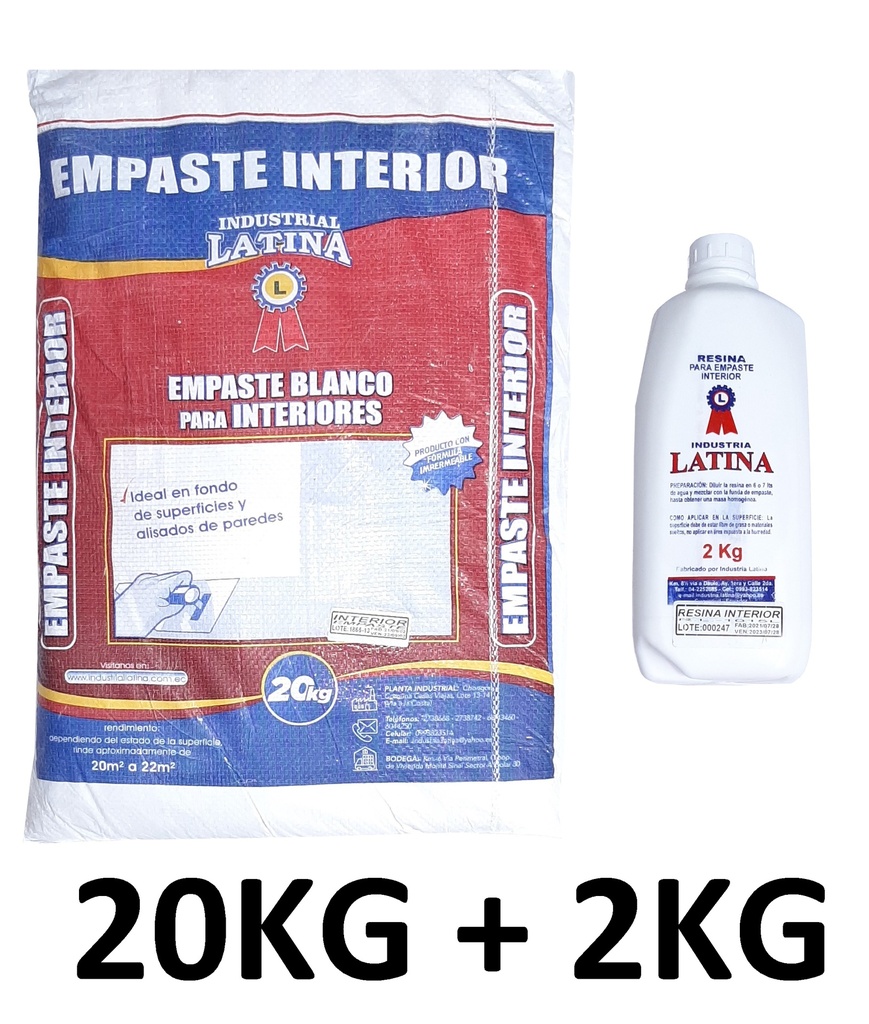 EMPASTE INTERIOR LATINA 20KG C/RESINA