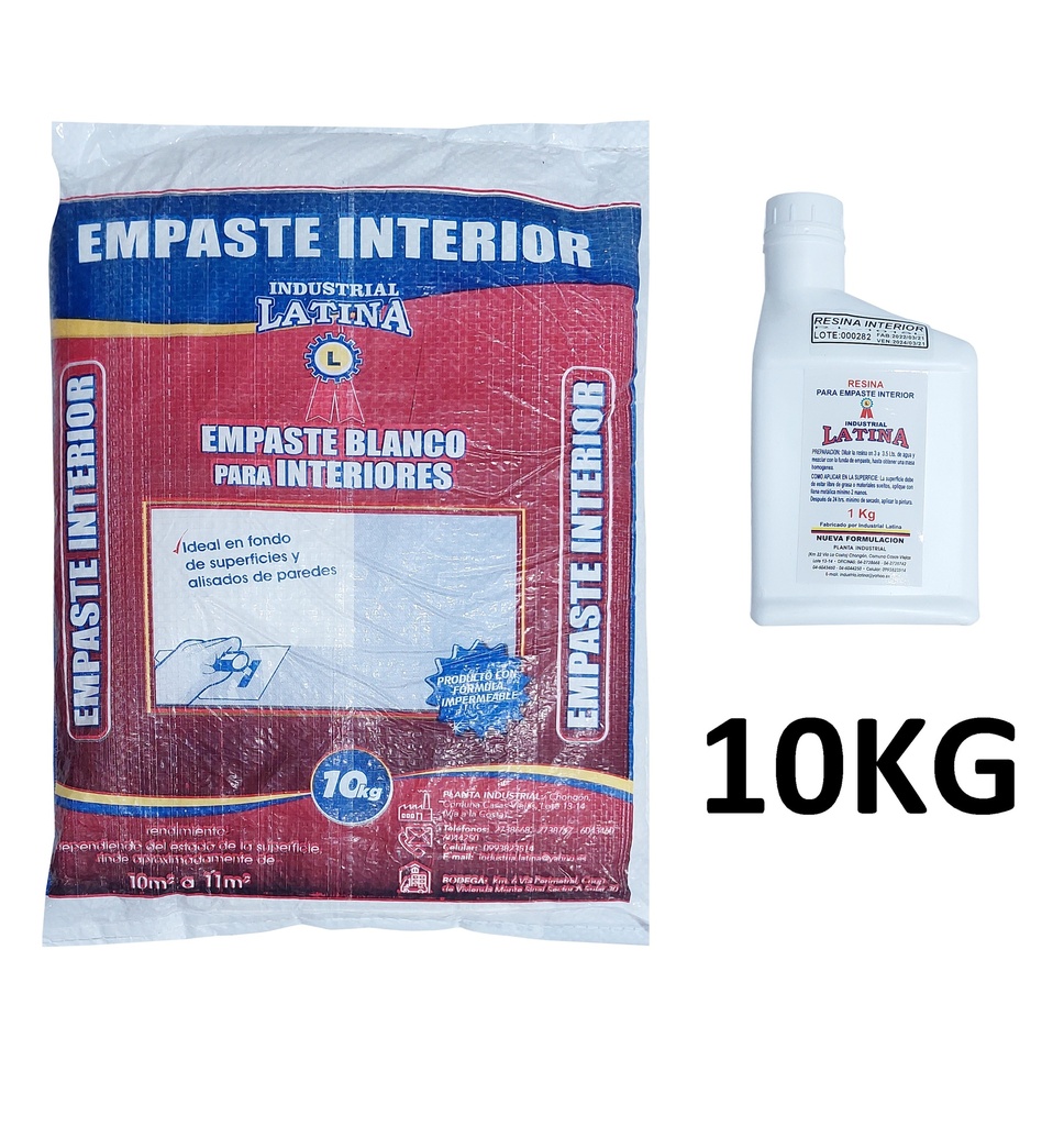 EMPASTE INTERIOR LATINA 10KG C/RESINA