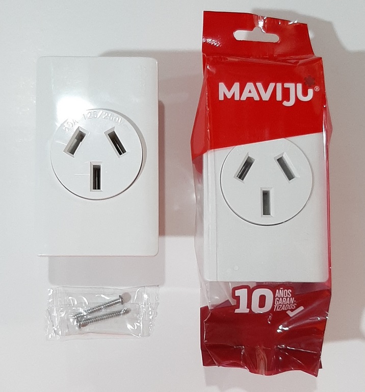 TOMA 220V 50A MAVIJU PATA DE GALLINA BLANCA P/EMPOTR