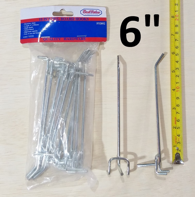 GANCHO P/TABLERO ACANALADO 6 JGO (10 PCS)