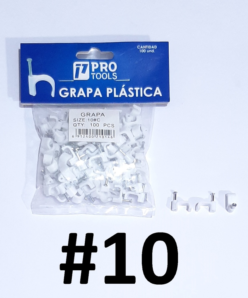GRAPA PLAST CUADR 10MM C/CLAVO PT