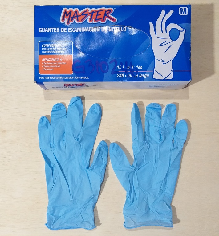 GUANTE LATEX P/EXAMINAR MASTER CELESTE NITRILO TALLA M PAR