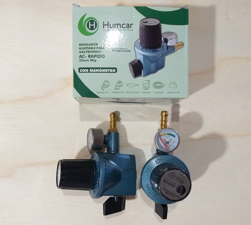 REGULADOR P/GAS INDUSTRIAL HUMCAR 8KG 610001 C/MANOMETRO
