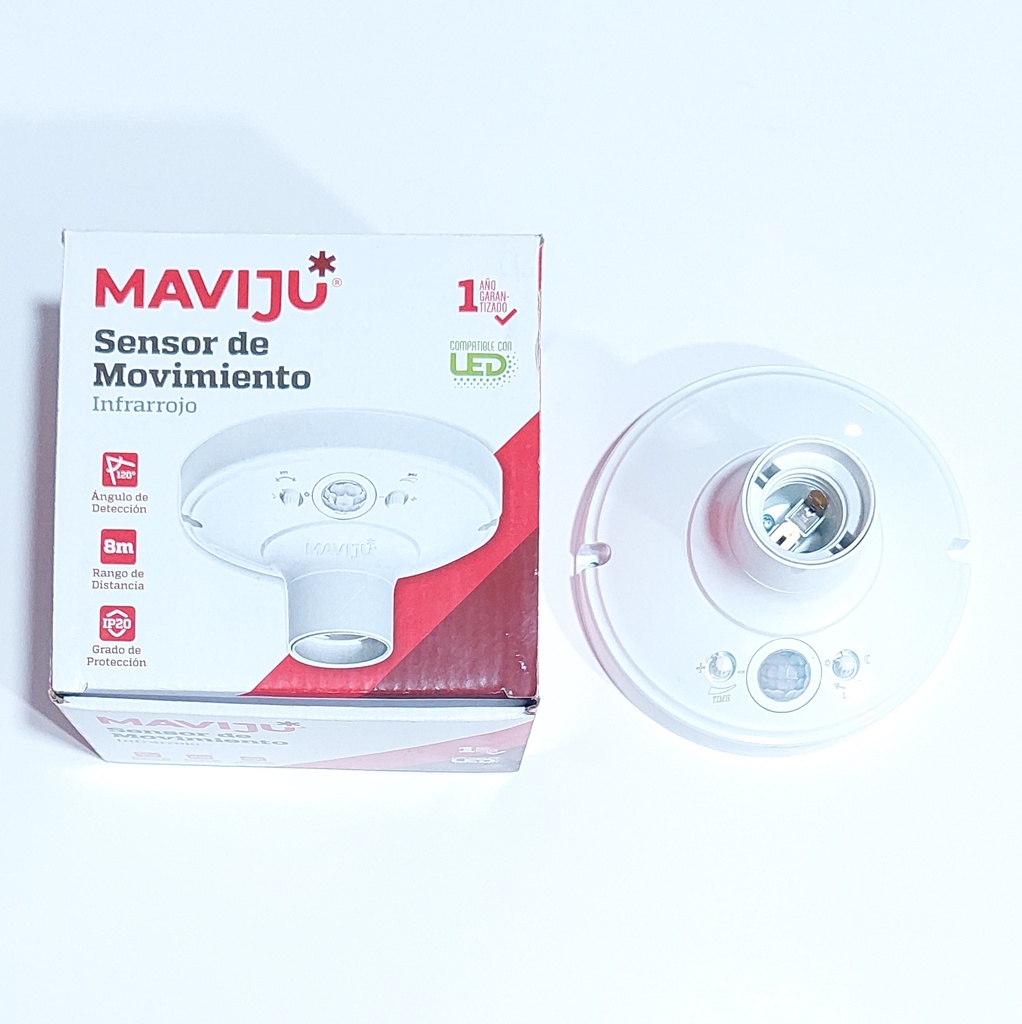 SENSOR D/MOVIMIENTO MAVIJU TIPO ROSETON 60W E27 IP44 8M