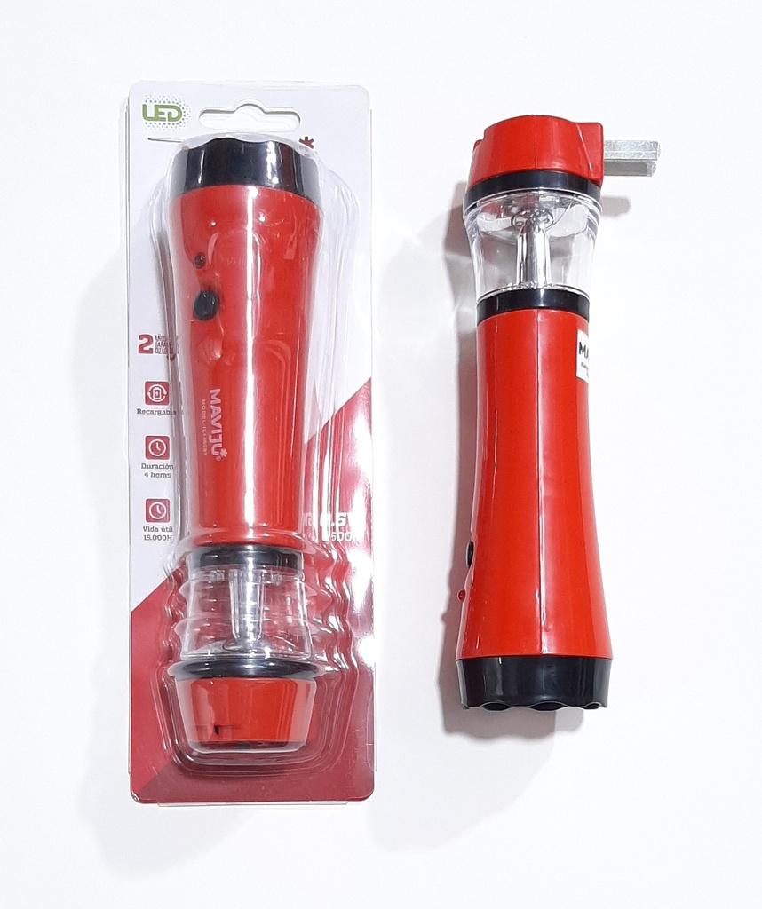 LINTERNA LED 1LX2 2X0.5W 6500K RECARGABLE 110V KN9059 4 HORAS DE DURACION MAVIJU