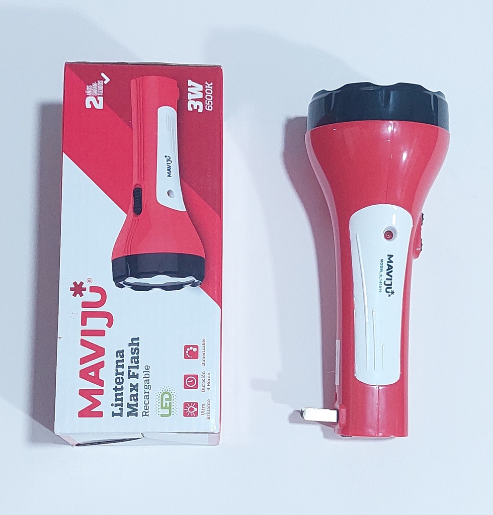LINTERNA LED 3W 6500K RECARGABLE 110V 4 HORAS DE DURACION