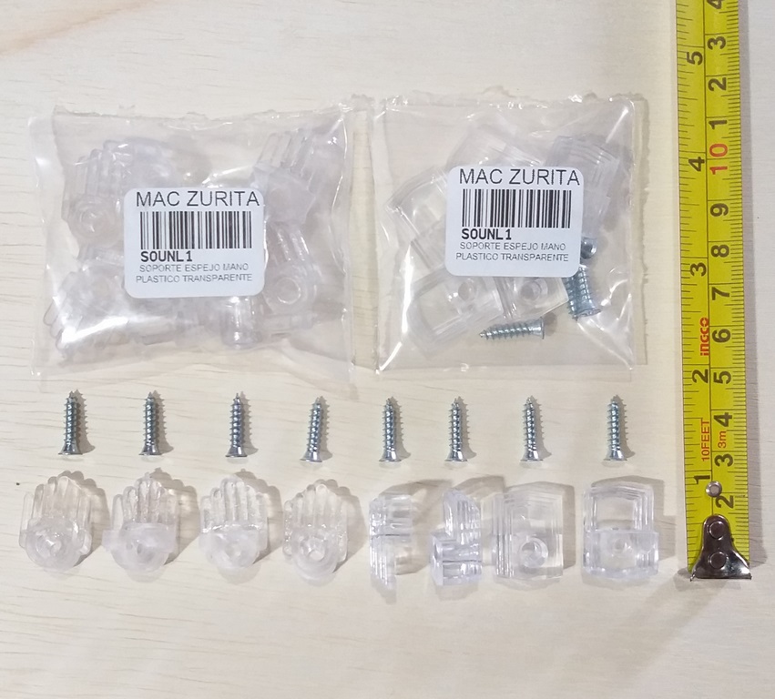 SOPORTE ESPEJO MANO PLASTICO TRANSPARENTE