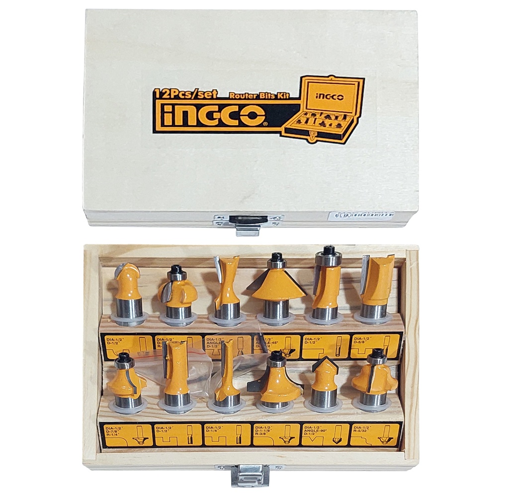 SET DE FRESAS 12PCS INGCO P/TOUPI