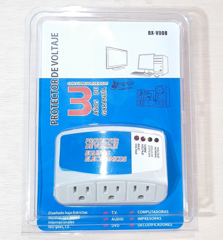 PROTECTOR VOLTAJE JEM 3 SERVICIOS 3 AÑOS D GARANTIA BX-V008