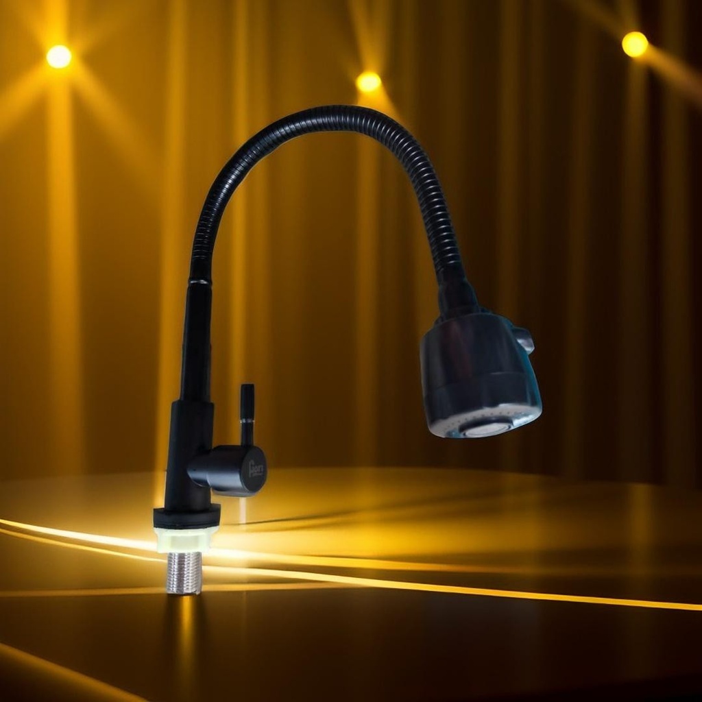 LLAVE FR. FIORI FLEXIBLE NEGRO AC. INOX P/MESON C/DUCHA DOBLE FUNCION