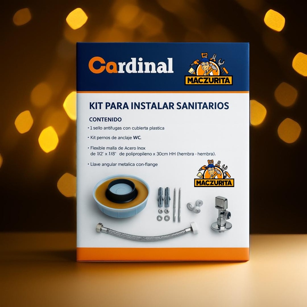 KIT PARA INSTALAR SANITARIOS CARDINAL (TUBO AB + ANILLO D/CERA + TORNILLOS)